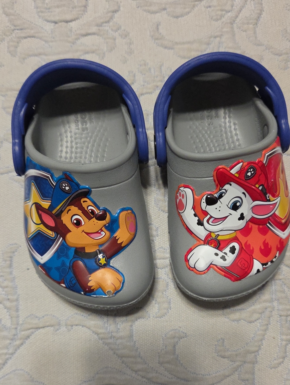 CROCS Kids Gray Clogs With Paw Patrol Chase And Marshall Size 5 Toddler